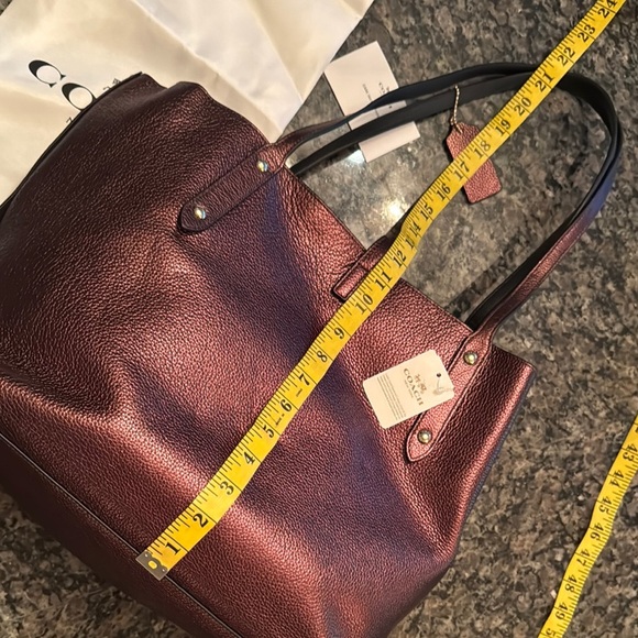 Coach pebbled leather Metallic Bronze tote Bag NWT - Picture 9 of 16